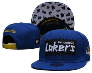 NBA Los Angeles Lakers Mitchell & Ness X BAIT STA3 WOOL Blue Snapback Hat 2139