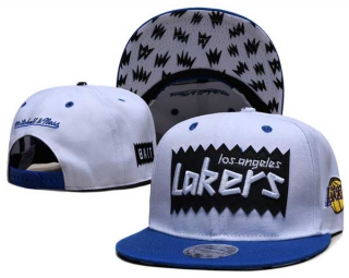 NBA Los Angeles Lakers Mitchell & Ness X BAIT STA3 WOOL White Blue Snapback Hat 2141