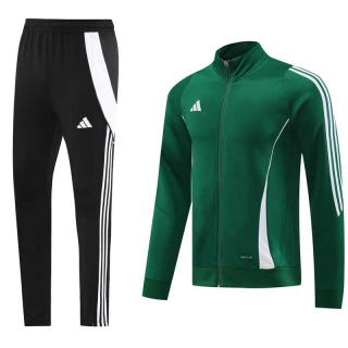 Men's Adidas Athletic Full Zip Jacket Sweatsuits Green Black