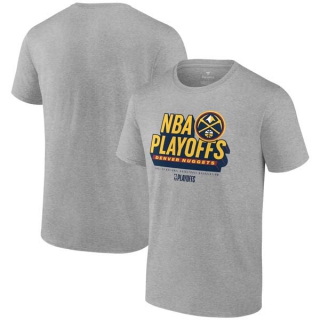 Men's Denver Nuggets Fanatics Branded 2024 NBA Playoffs Defensive Stance Short T-Shirt Grey