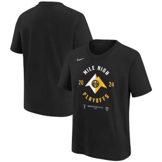 Men's Denver Nuggets Nike 2024 NBA Playoffs Mantra Short T-Shirt Black