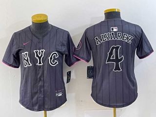 Women's MLB New York Mets #4 Francisco Alvarez Grey 2024 City Connect Cool Base Stitched Jersey