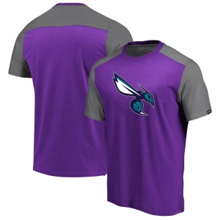 Men's NBA Charlotte Hornets Fanatics Branded Iconic Blocked T-Shirt – PurpleHeathered Gray