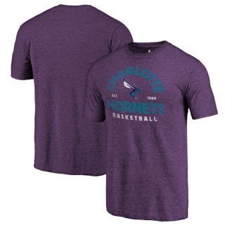 Men's NBA Fanatics Branded Charlotte Hornets Purple Vintage Arch Tri-Blend T-Shirt
