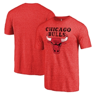 Men's NBA Fanatics Branded Chicago Bulls Heather Red Distressed Team Logo Tri-Blend T-Shirt