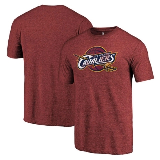 Men's NBA Fanatics Branded Cleveland Cavaliers Heather Red Distressed Team Logo Tri-Blend T-Shirt