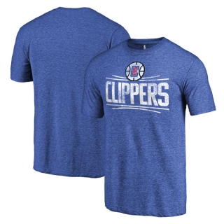 Men's NBA Fanatics Branded LA Clippers Heather Royal Distressed Team Logo Tri-Blend T-Shirt