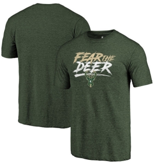Men's NBA Fanatics Branded Milwaukee Bucks Green Fear the Deer Hometown Collection Tri-Blend T-Shirt