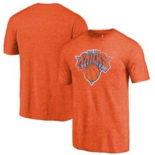 Men's NBA Fanatics Branded New York Knicks Orange Distressed Logo Tri-Blend T-Shirt