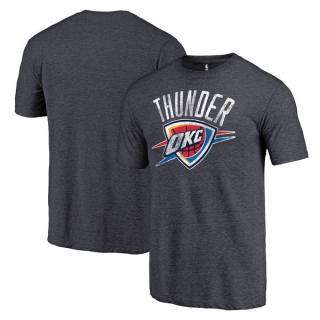 Men's NBA Fanatics Branded Oklahoma City Thunder Heather Navy Distressed Team Logo Tri-Blend T-Shirt