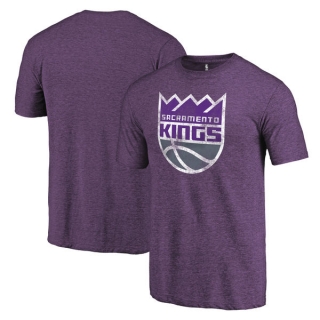 Men's NBA Fanatics Branded Sacramento Kings Heather Purple Distressed Team Logo Tri-Blend T-Shirt