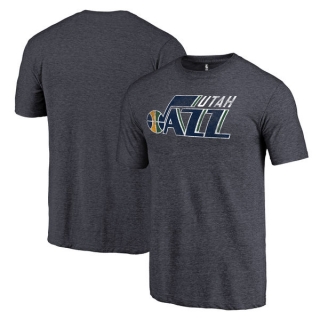 Men's NBA Fanatics Branded Utah Jazz Heather Navy Distressed Team Logo Tri-Blend T-Shirt