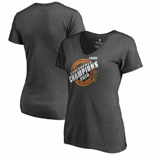 Women's Cleveland Cavaliers Fanatics Branded 2018 Eastern Conference Champions Keyhole Slogan V-Neck T-Shirt – Heather Charcoal