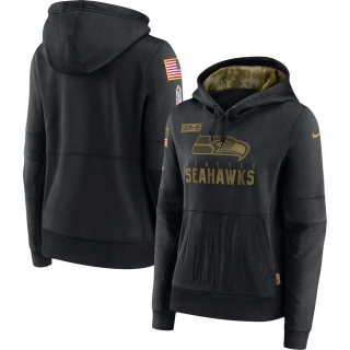 Women's Seattle Seahawks Nike Black 2020 Salute to Service Performance Pullover Hoodie