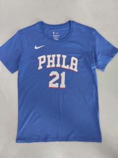 Men's NBA Philadelphia 76ers Joel Embiid 2022 Blue T-Shirts (1)