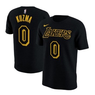 Men's NBA Los Angeles Lakers Kyle Kuzma 2022 Black T-Shirts (1)