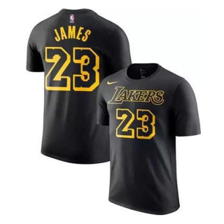 Men's NBA Los Angeles Lakers LeBron James 2022 Black T-Shirts (1)
