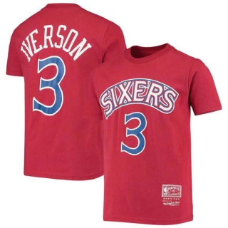 Men's NBA Philadelphia 76ers Allen Iverson 2022 Red T-Shirts (3)