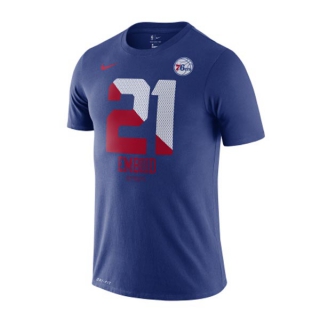 Men's NBA Philadelphia 76ers Joel Embiid 2022 Blue T-Shirts (2)