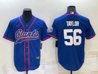 Men's NFL New York Giants #56 Lawrence Taylor Blue Stitched MLB Cool Base Nike Baseball Jersey (9)