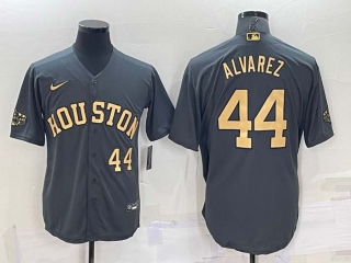 Men's Houston Astros #44 Yordan Alvarez Number Grey 2022 All Star Stitched Cool Base Nike Jersey