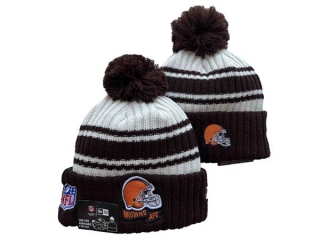 Wholesale NFL Cleveland Browns New Era Brown 2022 Sideline Sport Cuffed Pom Knit Hat 3032