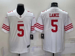 Men's San Francisco 49ers #5 Trey Lance 2022 New White Vapor Untouchable Stitched Jersey