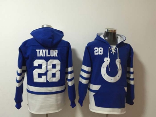 Men's Indianapolis Colts #28 Jonathan Taylor Blue Pocket Stitched NFL Pullover Hoodie