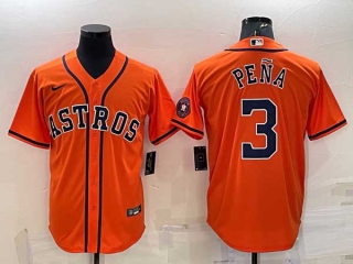 Men's Houston Astros #3 Jeremy Pena Orange With Patch Stitched MLB Cool Base Nike Jersey