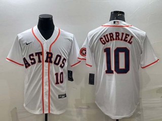 Men's Houston Astros #10 Yuli Gurriel Number White With Patch Stitched MLB Cool Base Nike Jersey