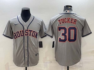 Men's Houston Astros #30 Kyle Tucker Grey Stitched MLB Cool Base Nike Jersey