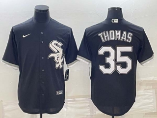 Men's Chicago White Sox #35 Frank Thomas Black Cool Base Stitched Baseball Nike Jersey