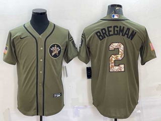Men's Houston Astros #2 Alex Bregman Green Salute to Service Stitched Baseball Jersey