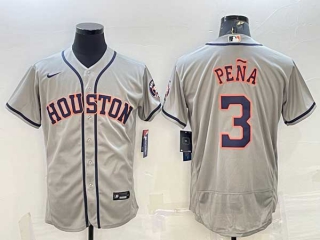 Men's Houston Astros #3 Jeremy Pena Grey With Patch Stitched MLB Flex Base Nike Jersey