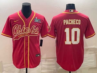 Men's Kansas City Chiefs #10 Isiah Pacheco Red Nike With Super Bowl LVII Patch Cool Base Stitched Baseball Jersey