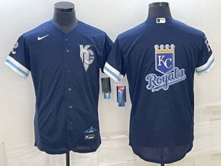 Men's Kansas City Royals Big Logo 2022 Navy Blue City Connect Flex Base Stitched Nike Jersey