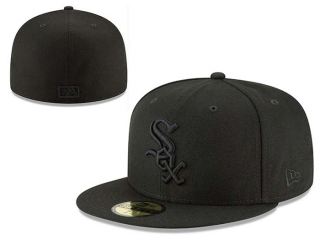 MLB Chicago White Sox Black On Black Red New Era 59FIFTY Fitted Hat 0501
