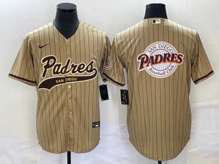 Men's San Diego Padres Blank Sand Brown Big Logo With Patch Cool Base Stitched Baseball Jersey