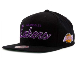 NBA Los Angeles Lakers Mitchell & Ness Black Hardwood Classics Snapback Hats 2098