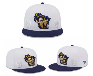 MLB Milwaukee Brewers New Era White Navy State 9FIFTY Snapback Hat 2014
