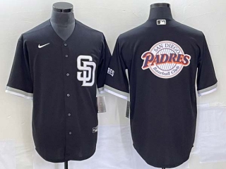 Men's San Diego Padres Blank Black Big Logo Cool Base Stitched Baseball Jersey (1)
