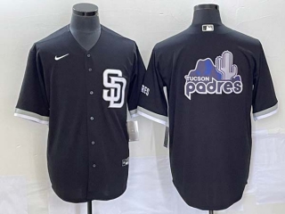 Men's San Diego Padres Blank Black Big Logo Cool Base Stitched Baseball Jersey (3)