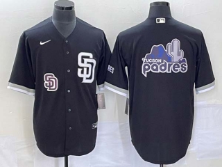 Men's San Diego Padres Blank Black Big Logo Cool Base Stitched Baseball Jersey (4)