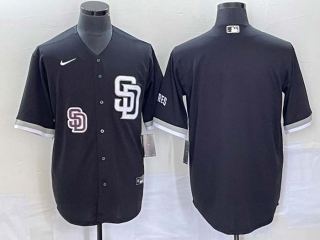 Men's San Diego Padres Blank Black Cool Base Stitched Baseball Jersey (2)