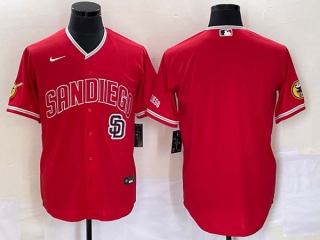 Men's San Diego Padres Blank Red Cool Base Stitched Baseball Jersey (2)