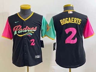 Women's San Diego Padres #2 Xander Bogaerts Black NEW 2023 City Connect Cool Base Stitched Jersey (2)