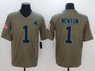 Men's Carolina Panthers #1 Cam Newton Olive 2022 Salute To Service Limited Stitched Jersey