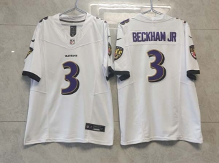 Men's Baltimore Ravens #3 Odell Beckham Jr. White 2023 F.U.S.E. Vapor Untouchable Limited Stitched Football Jersey