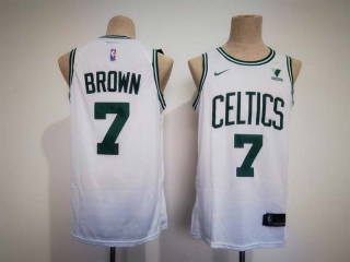 Men's NBA Boston Celtics #7 Jaylen Brown White Nike Vistaprint Patch Jersey
