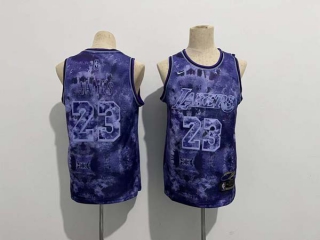 Men's NBA Los Angeles Lakers #23 LeBron James Purple Nike Jersey